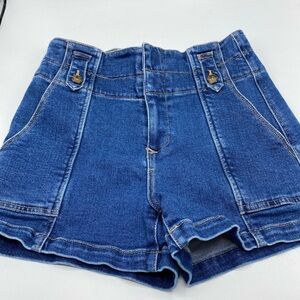 Dear John Shorts Womens 28 Blue Denim High Rise Paperbag Waist Cuffed 142819